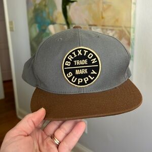 Brixton Grey Logo Cap SnapBack with logo patch